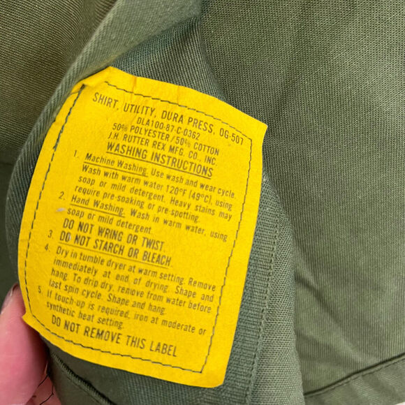 VTG US Military Shirt 14.5x33 Green Utility Dura Press OG 507 Air Force USAF - Picture 7 of 10